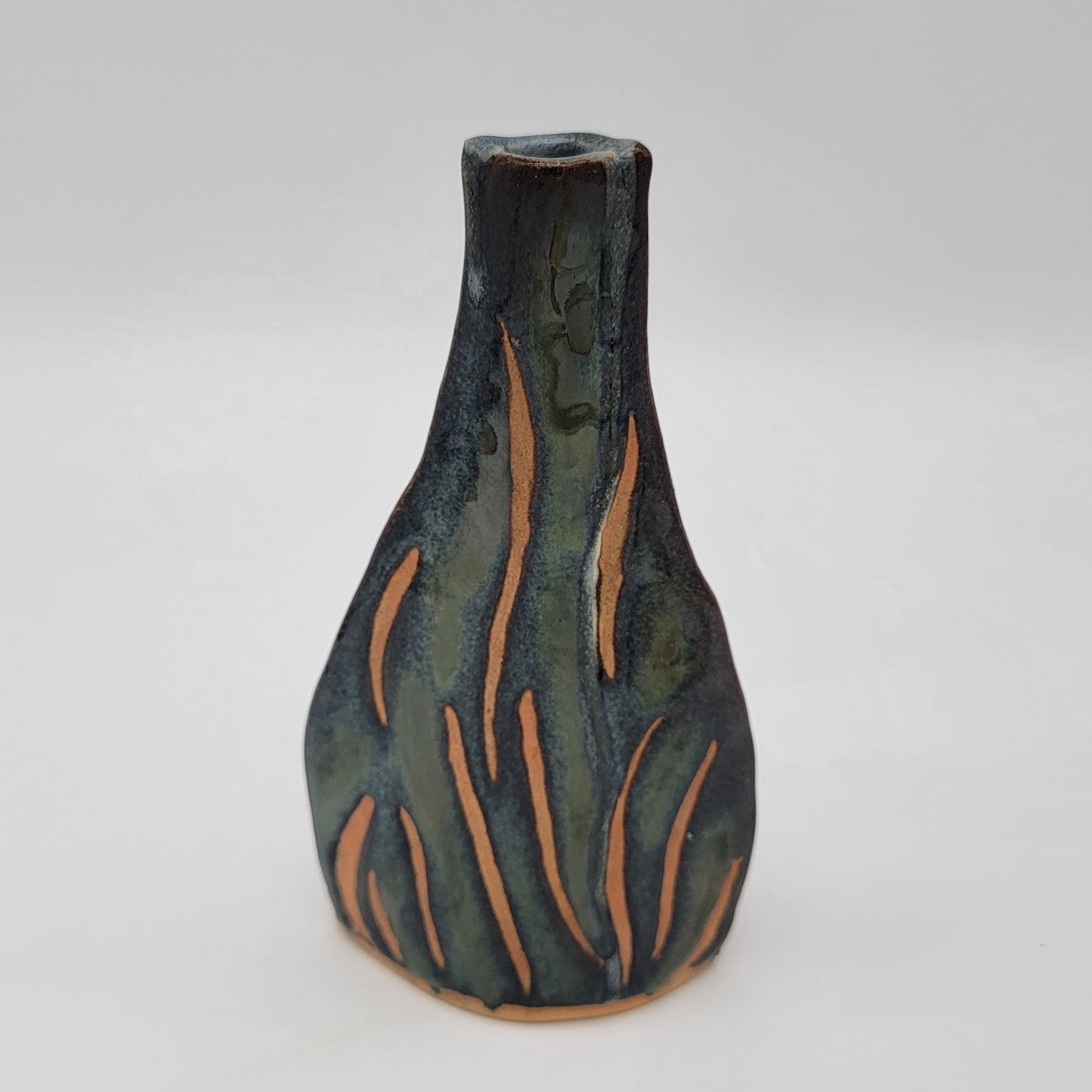 Signed Art Pottery Vase with Flowers (more lines)