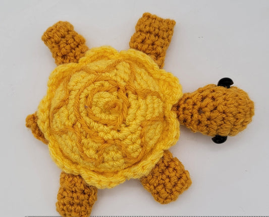 Hand Crocheted Turtle Yellow