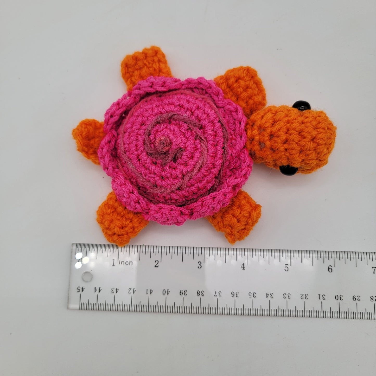 Hand Crocheted Turtle Pink and Orange