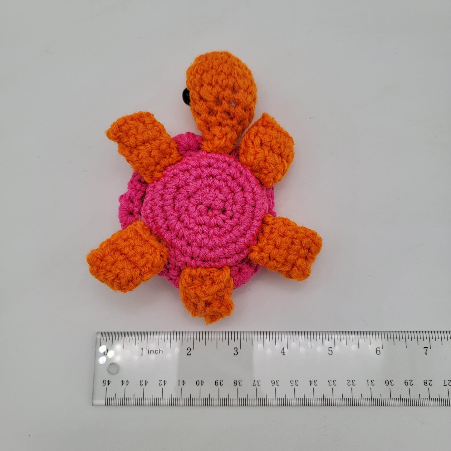 Hand Crocheted Turtle Pink and Orange