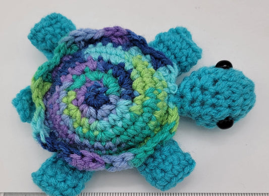 Hand Crocheted Turtle Blue Varigated