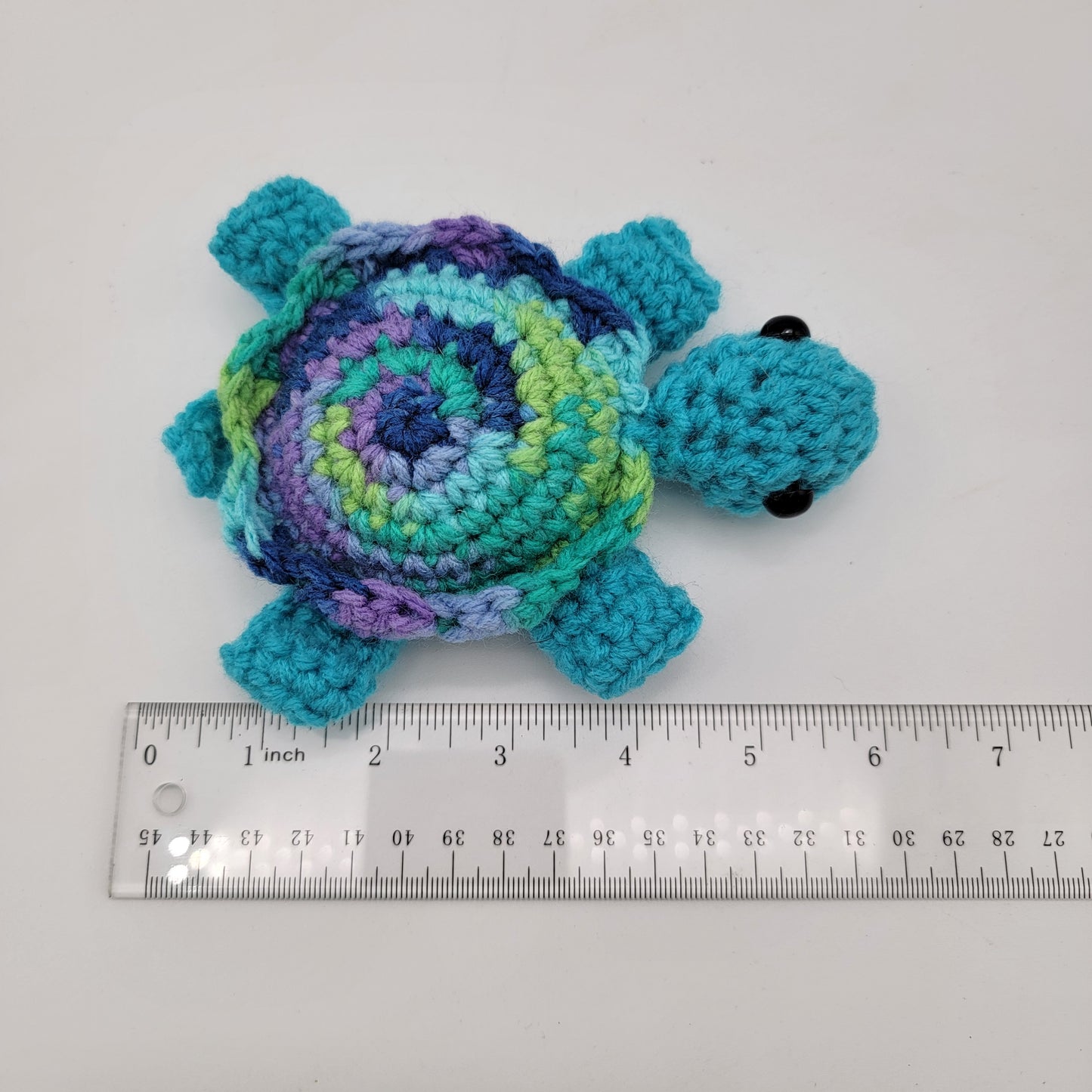 Hand Crocheted Turtle Blue Varigated