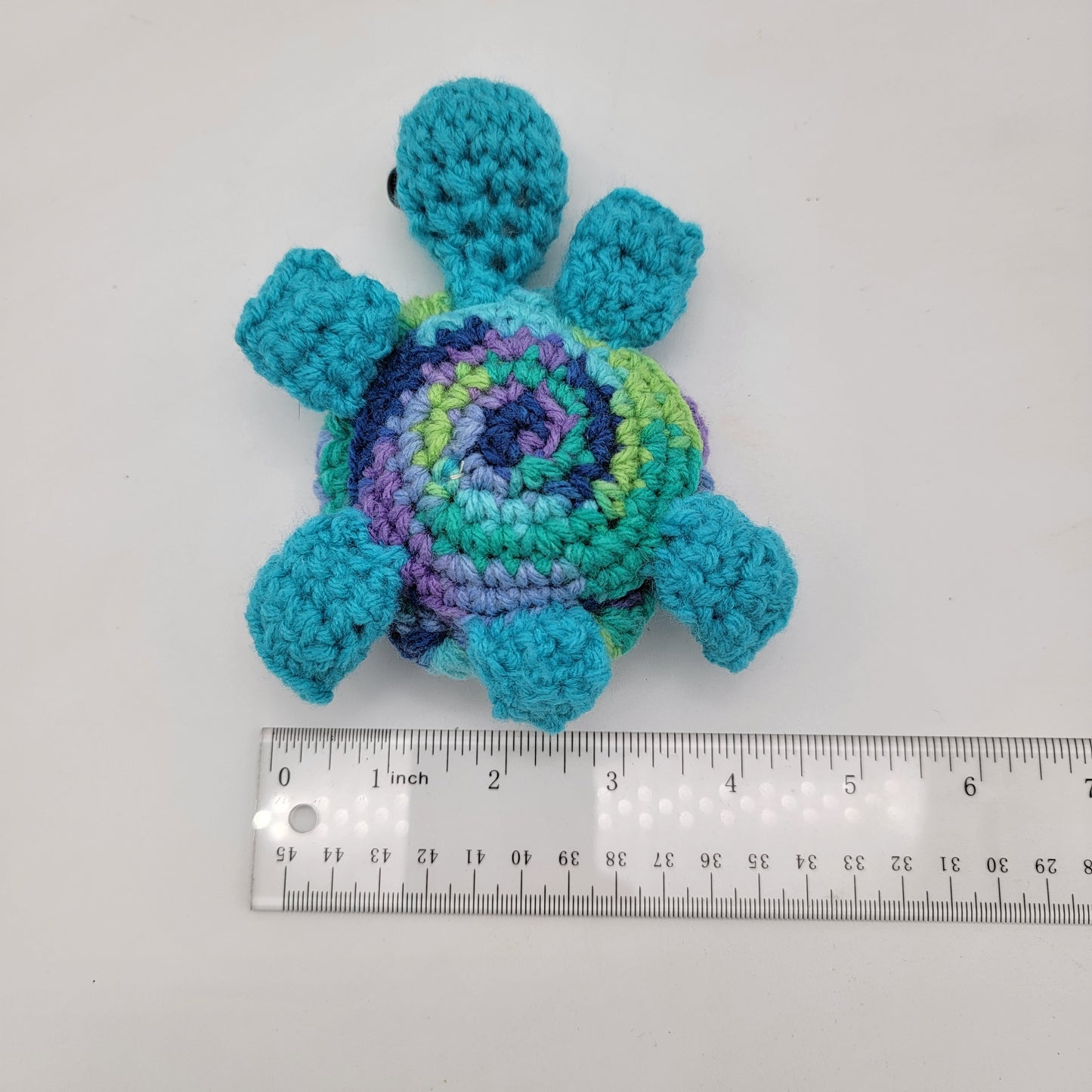 Hand Crocheted Turtle Blue Varigated