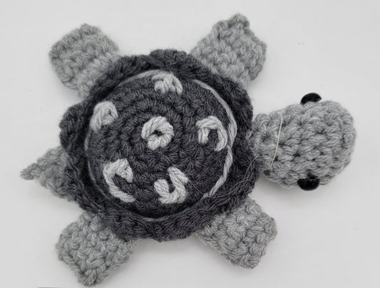 Hand Crocheted Turtle Grey on Grey