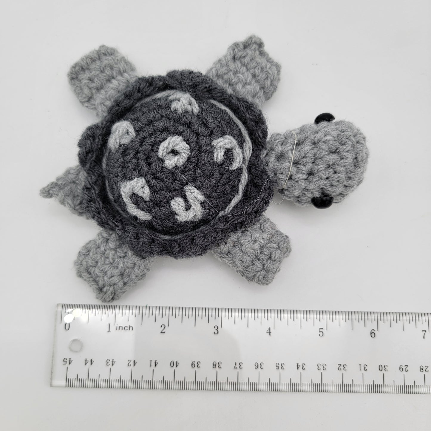 Hand Crocheted Turtle Grey on Grey