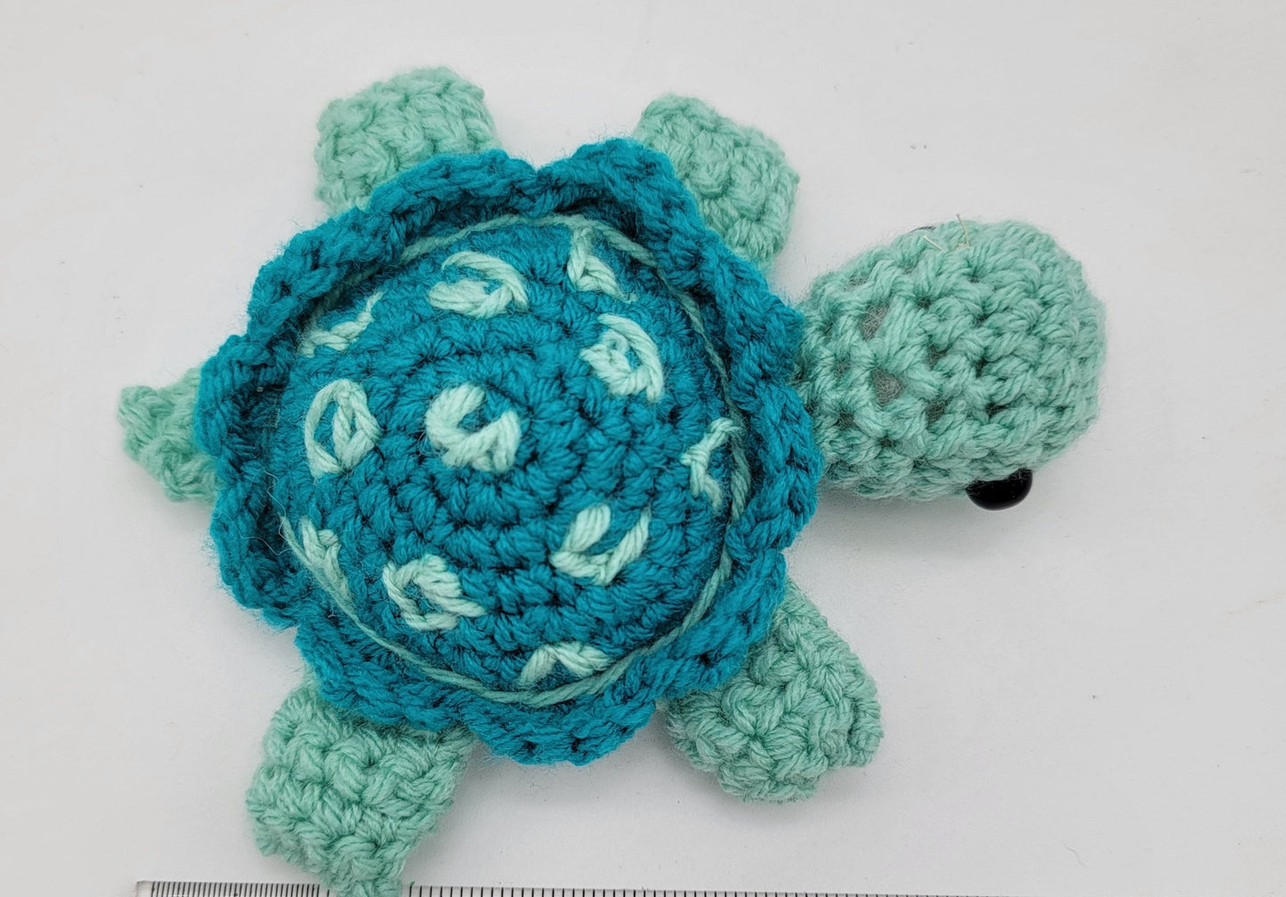 Hand Crocheted Turtle Blue and Turquoise