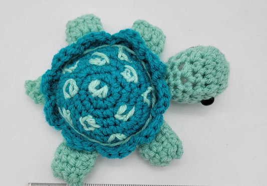 Hand Crocheted Turtle Blue and Turquoise