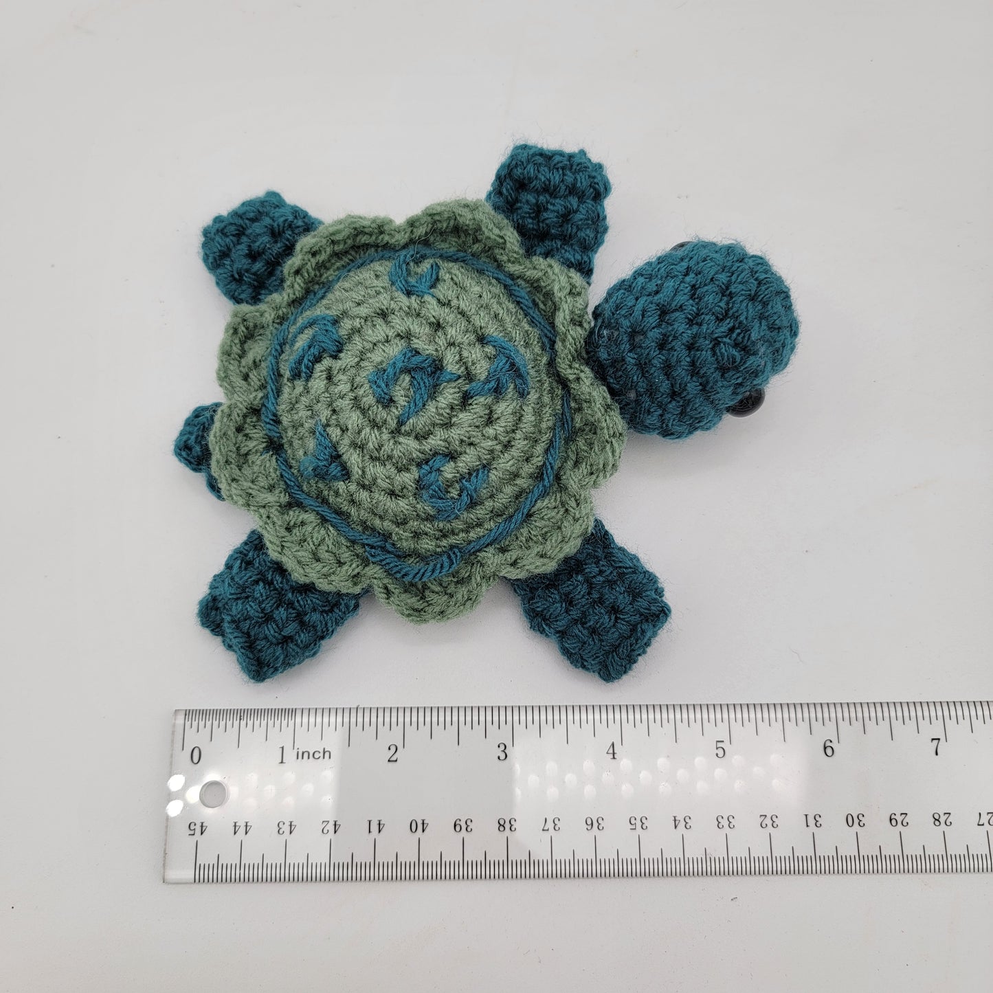 Hand Crocheted Turtle Blue with Green Shell