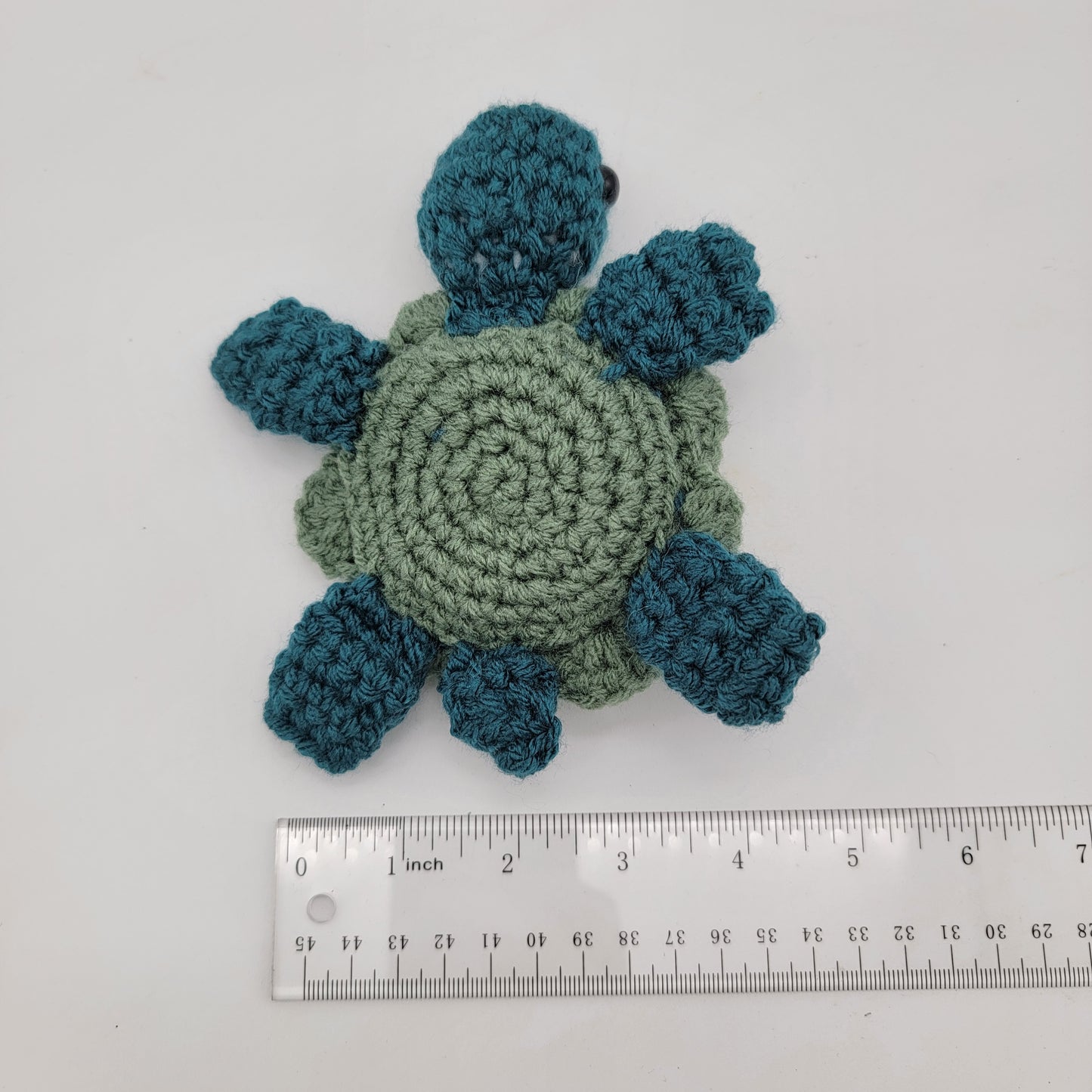 Hand Crocheted Turtle Blue with Green Shell