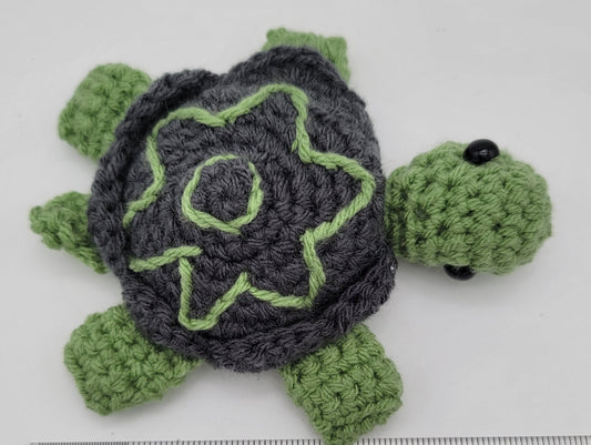 Hand Crocheted Turtle Green and Grey