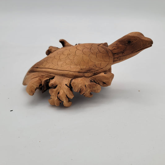 Carved Burlwood Sea Turtle