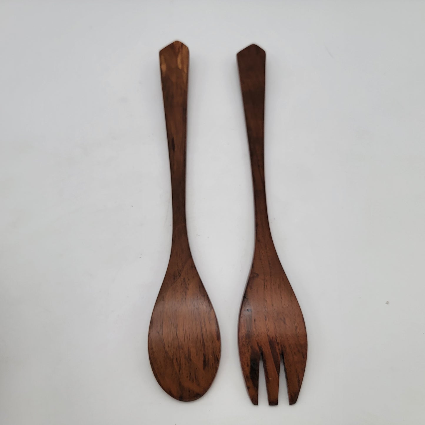 Burl Walnut Wood Salad Bowl with Utensils