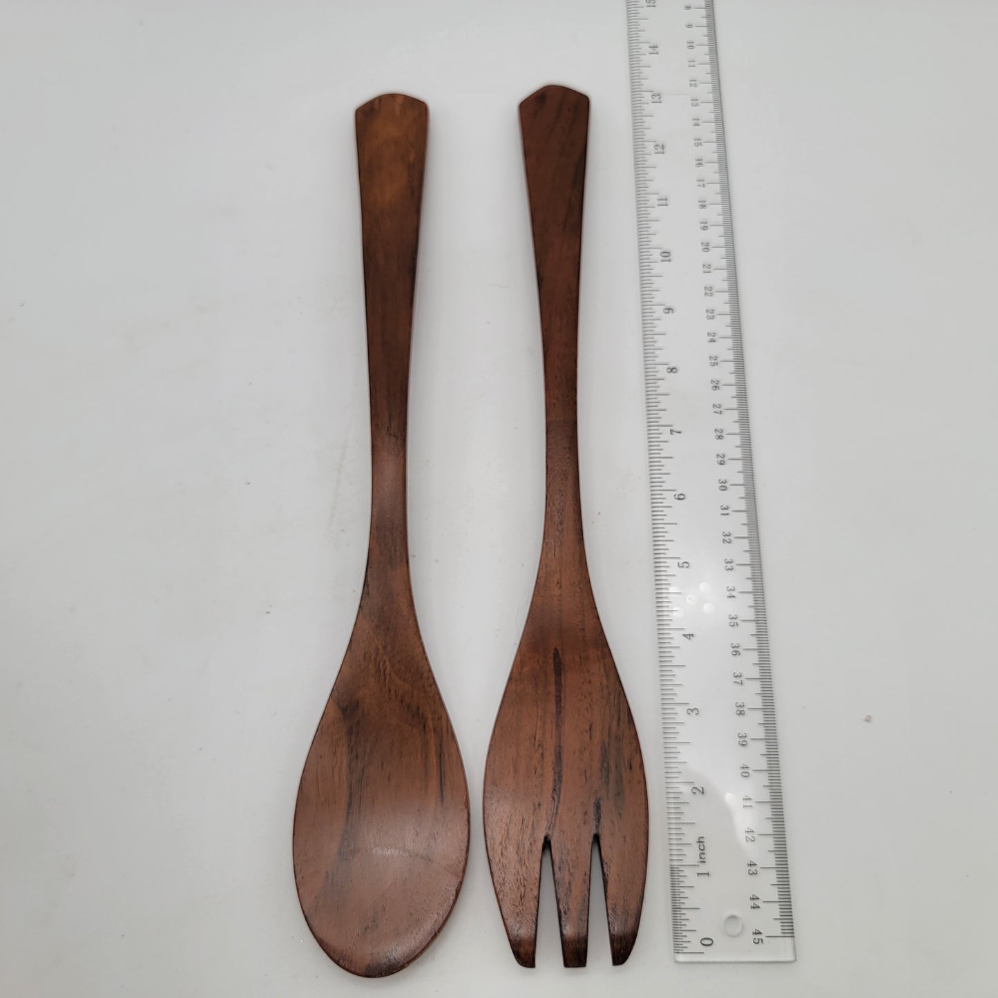 Burl Walnut Wood Salad Bowl with Utensils