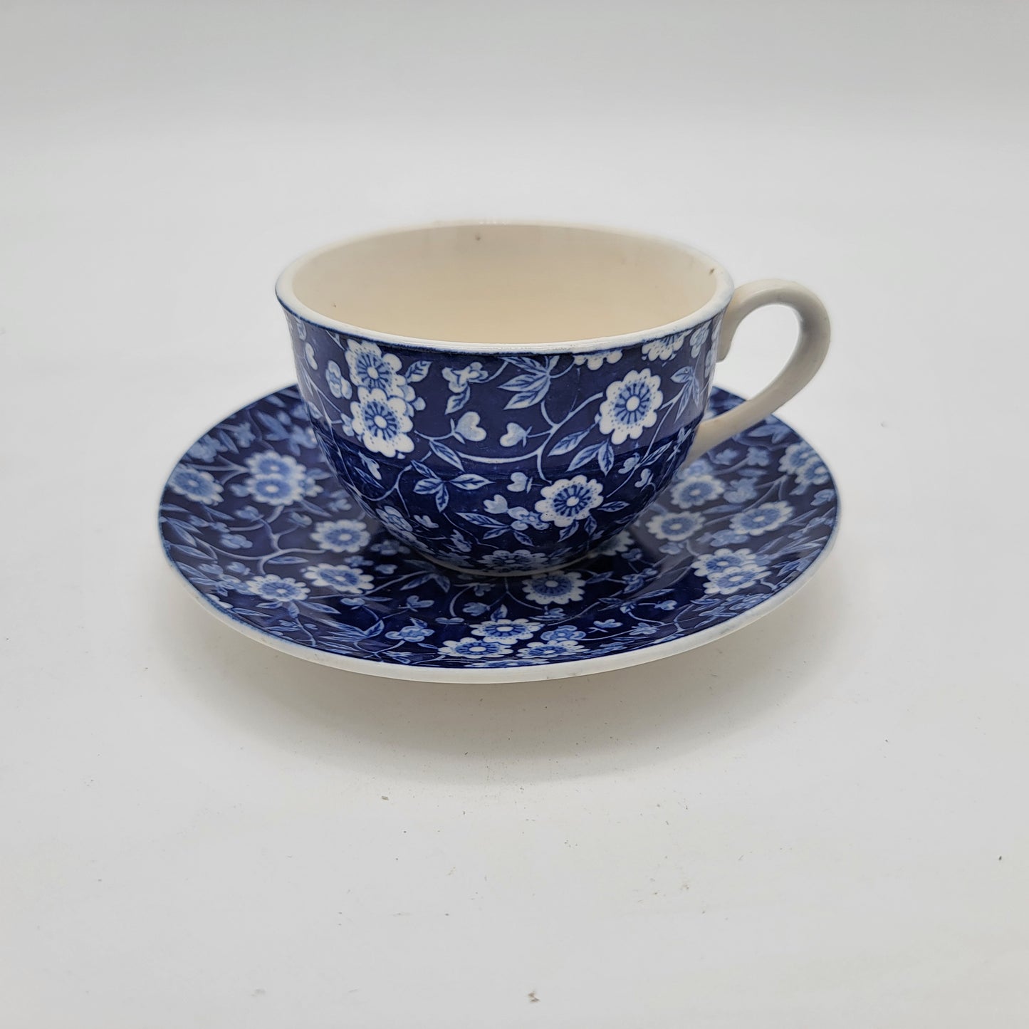 Pair of Blue Calico Teacup and Saucers