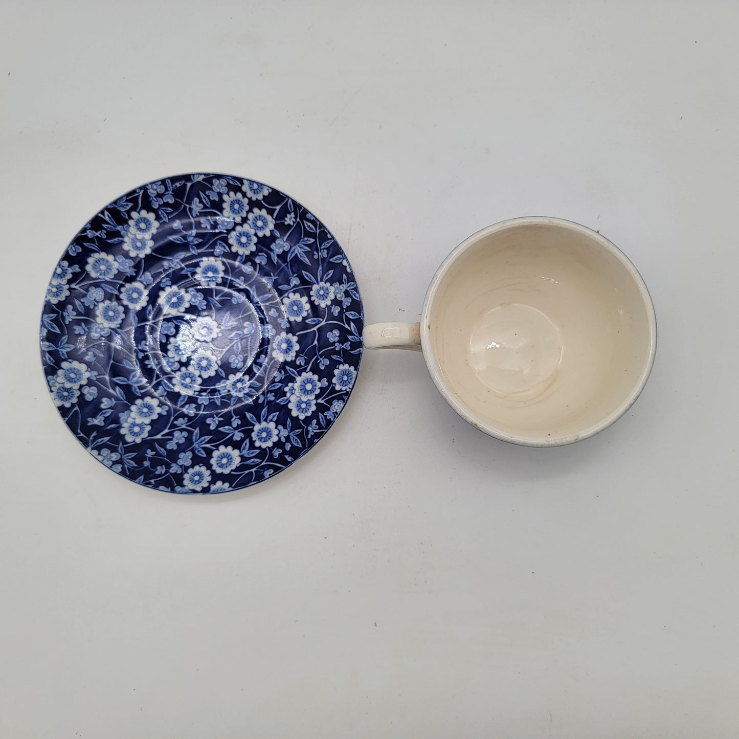 Pair of Blue Calico Teacup and Saucers