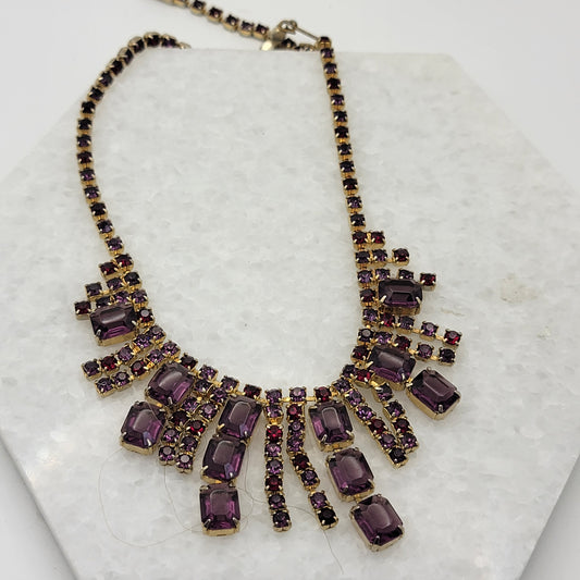 Vintage Purple Rhinestone Necklace Jelly Jo