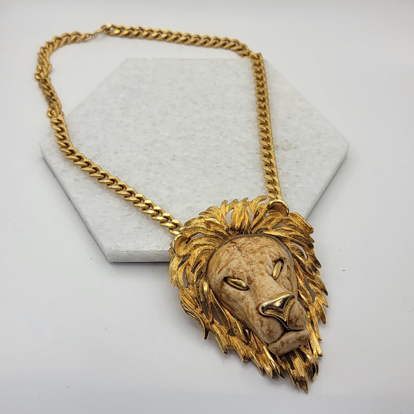 Vintage 1970s Luca Razza Lion Head Necklace