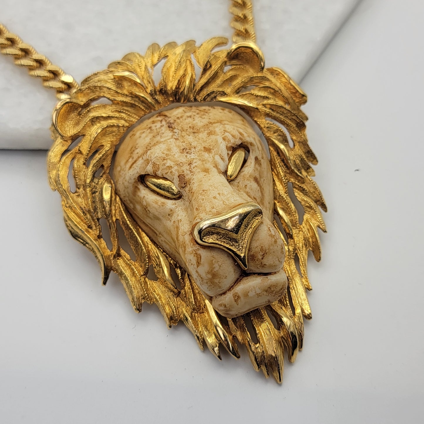 Vintage 1970s Luca Razza Lion Head Necklace