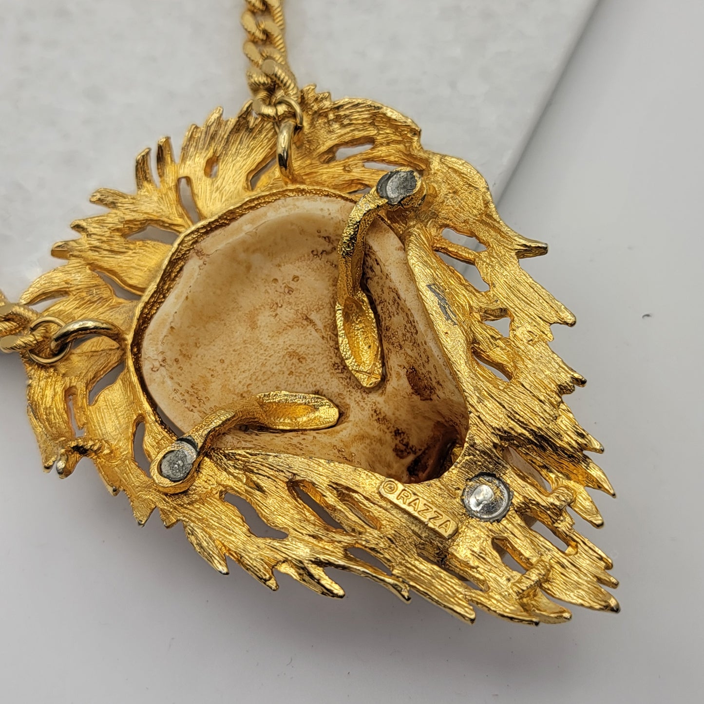 Vintage 1970s Luca Razza Lion Head Necklace