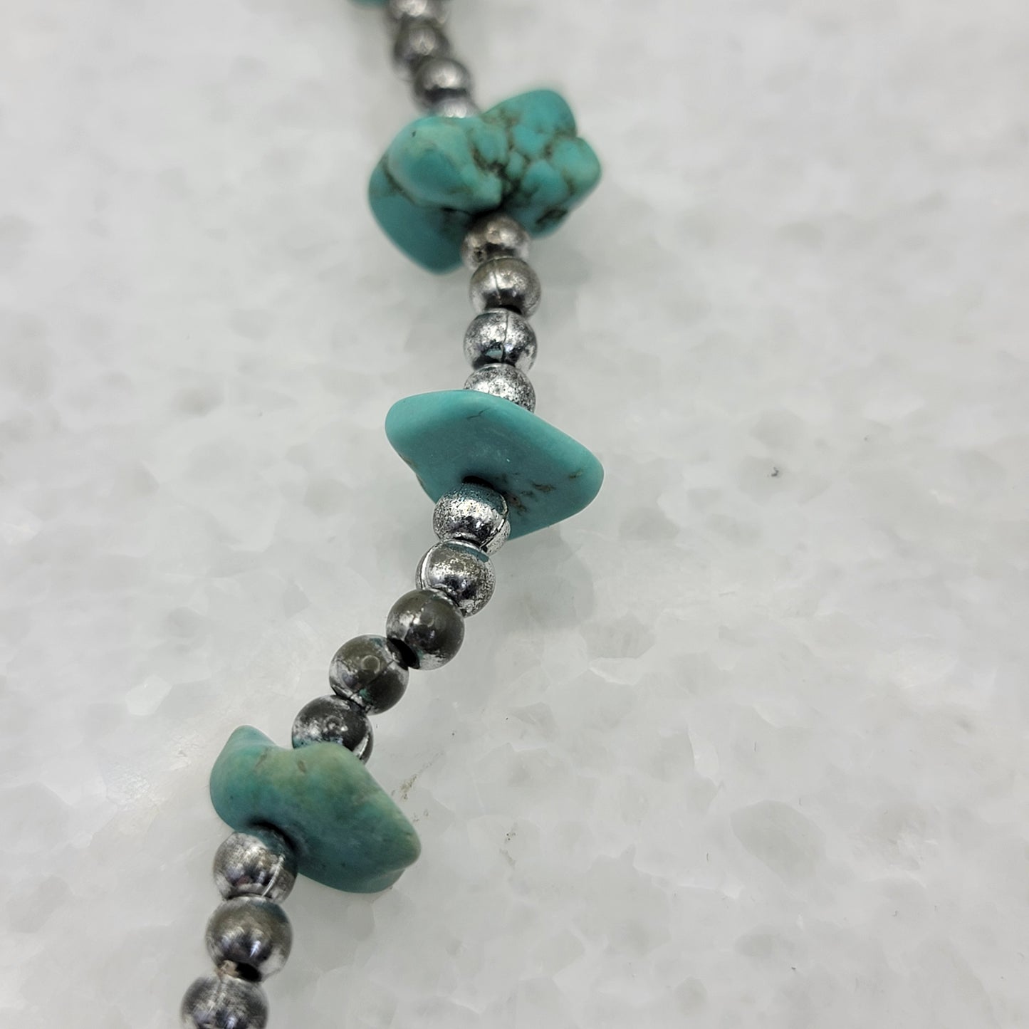 Turquoise and Silver Beaded Necklace