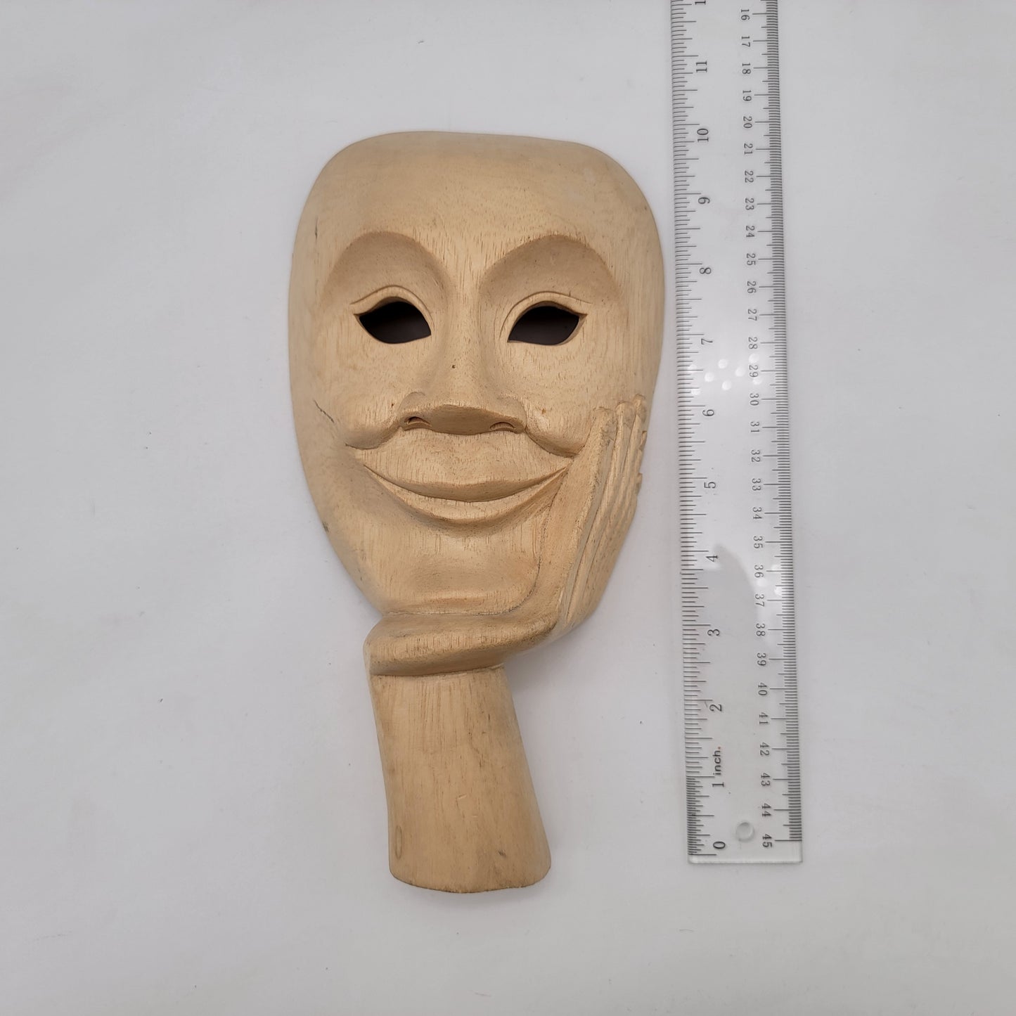 Carved Hibiscus Wood Theater Mask Wall Hanging