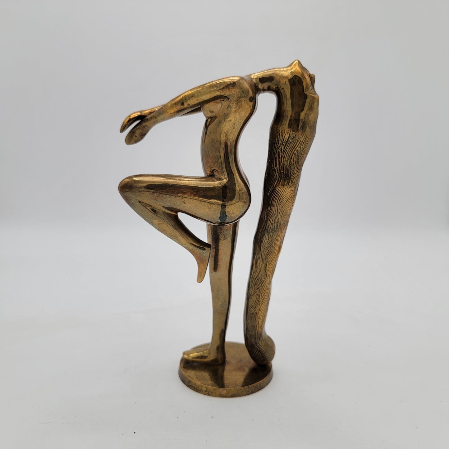 Vintage Brass Long Hair Nude Sculpture