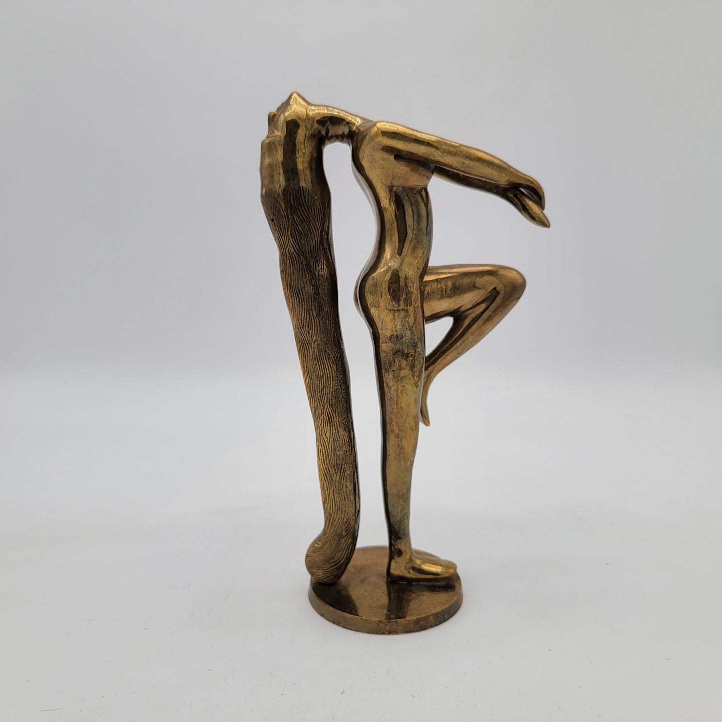 Vintage Brass Long Hair Nude Sculpture