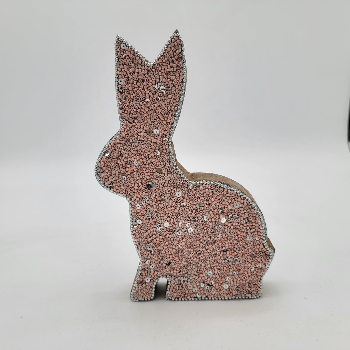 Pier 1 Beaded Bunny Wood Figure