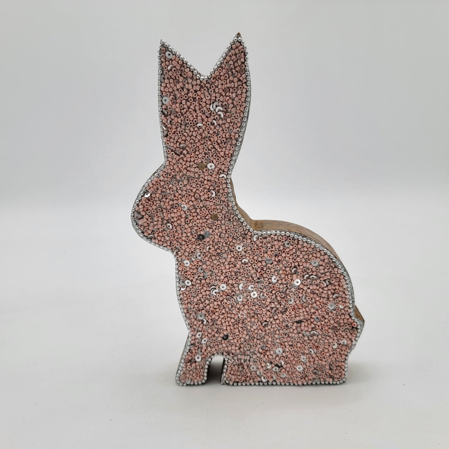 Pier 1 Beaded Bunny Wood Figure