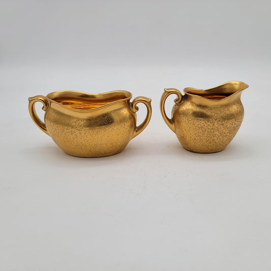 Weeping Gold Creamer and Sugar