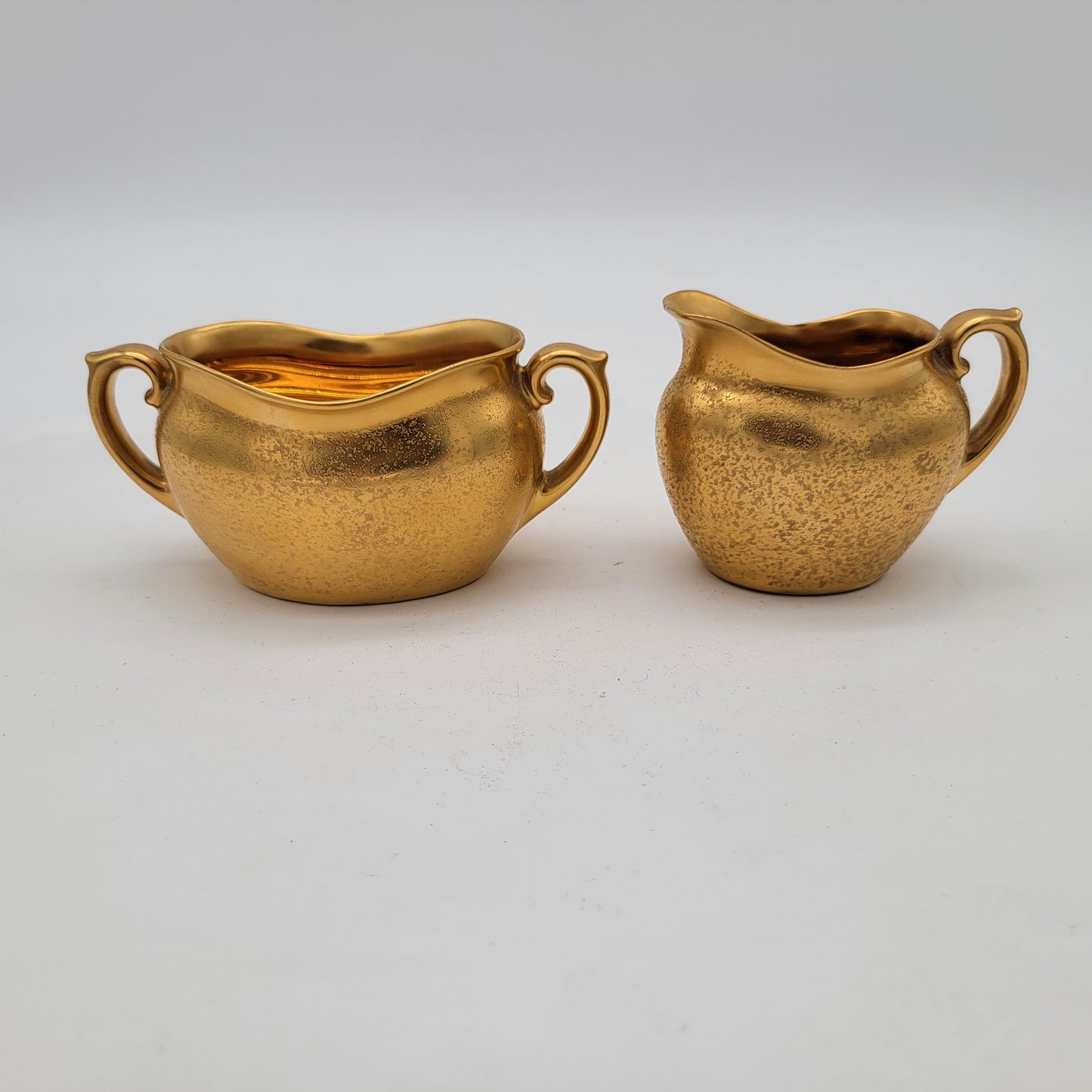 Weeping Gold Creamer and Sugar