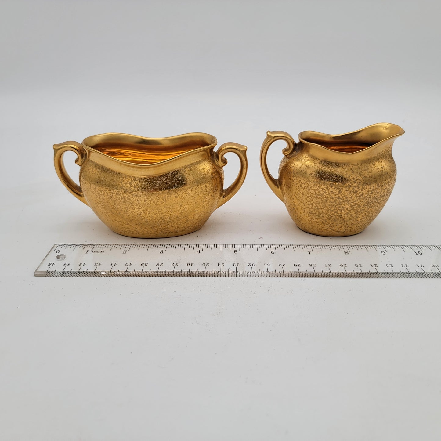 Weeping Gold Creamer and Sugar