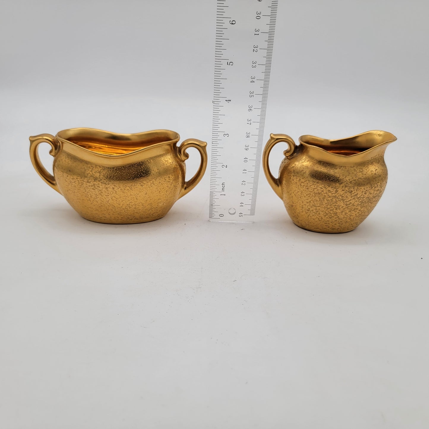 Weeping Gold Creamer and Sugar