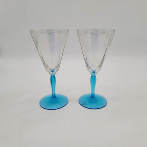 Pair of Fostoria Delphian Water Goblets