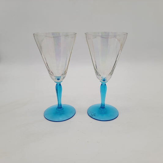 Pair of Fostoria Delphian Water Goblets