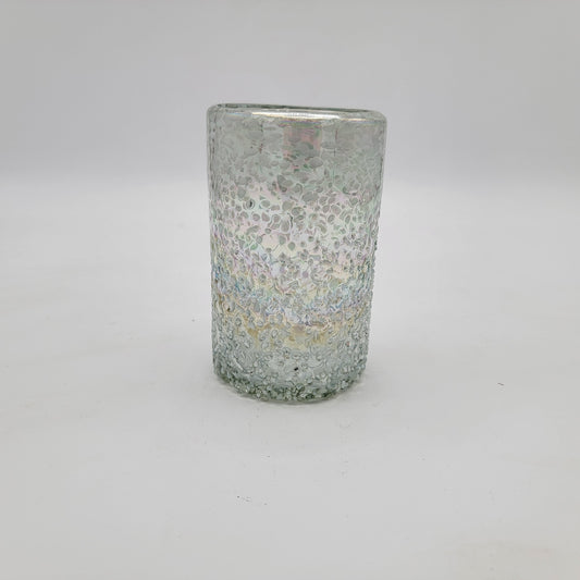 Marey Mexican Glass Irridescent Textured Tumbler or Vase