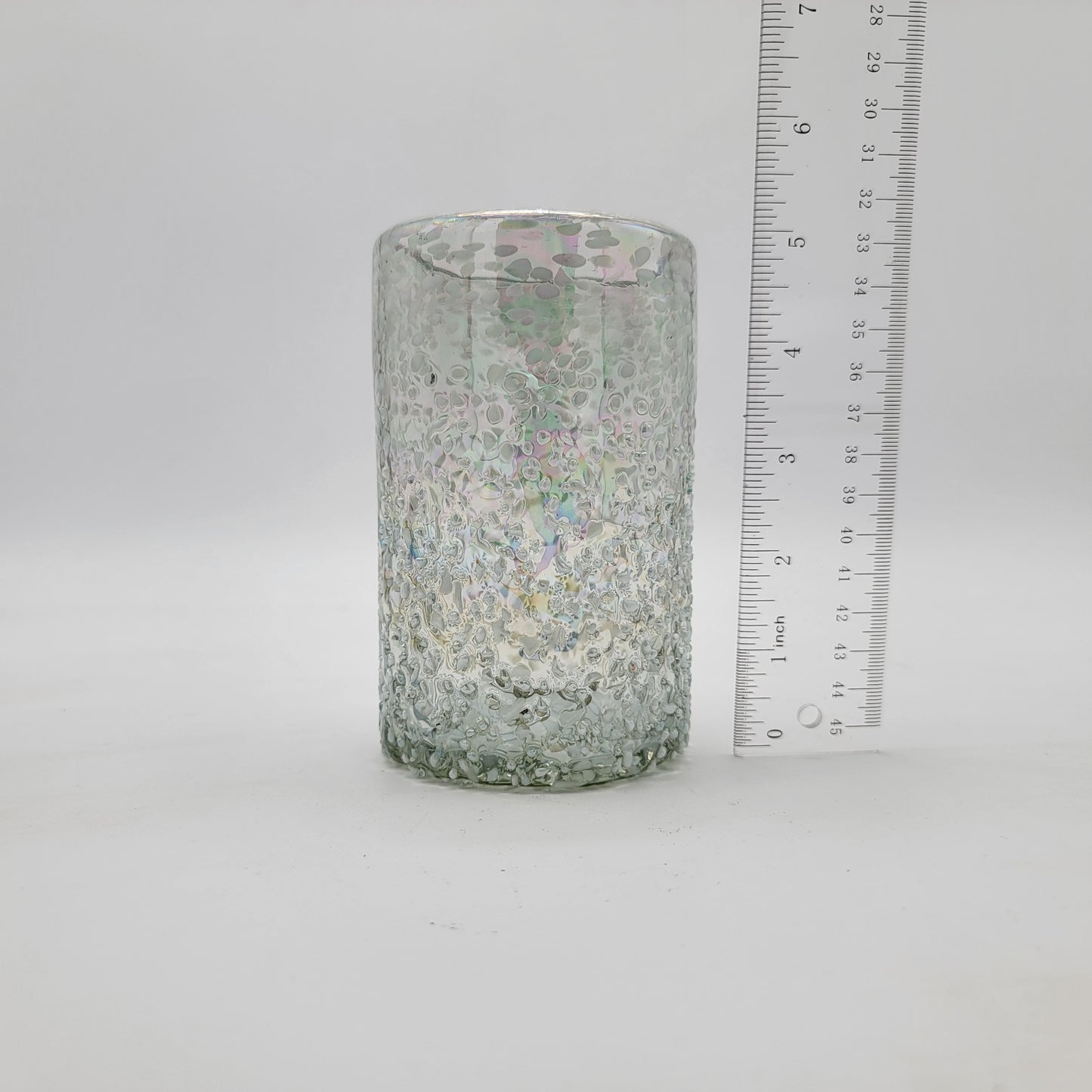 Marey Mexican Glass Irridescent Textured Tumbler or Vase