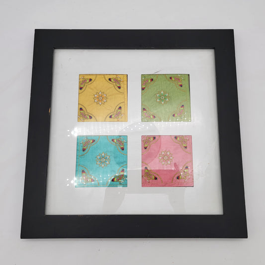 Silk Squares with Butterflies Framed