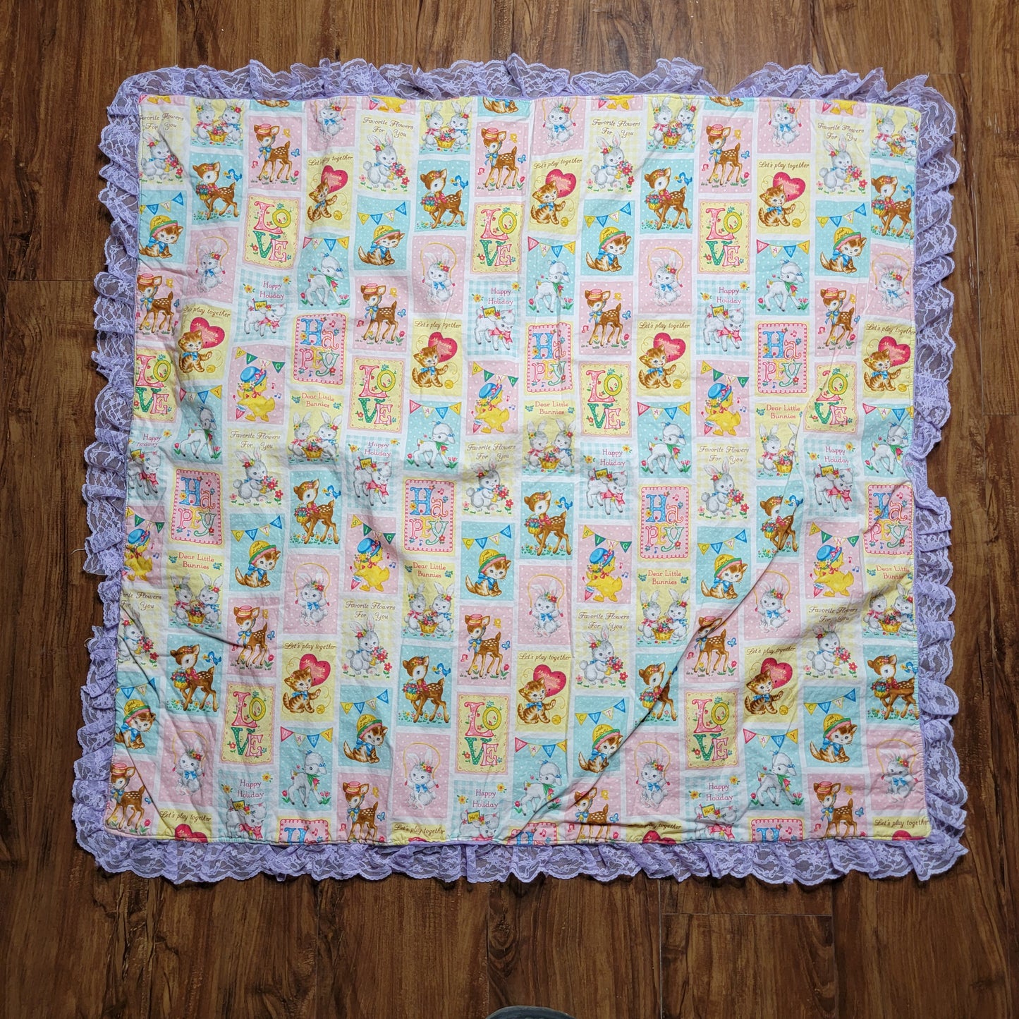 Baby Quilt with Purple Lace