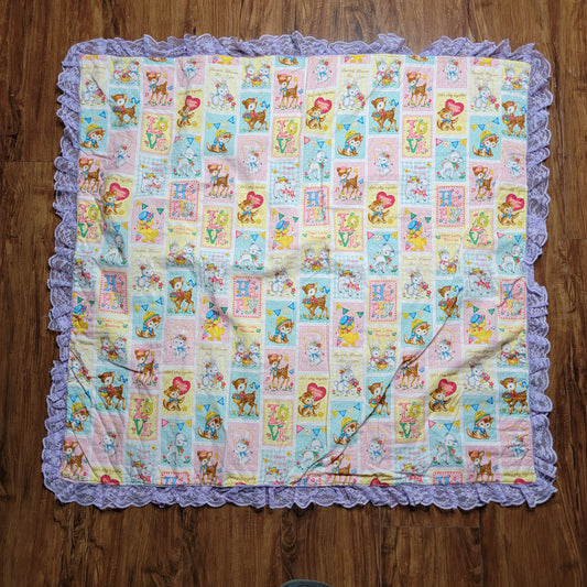 Baby Quilt with Purple Lace