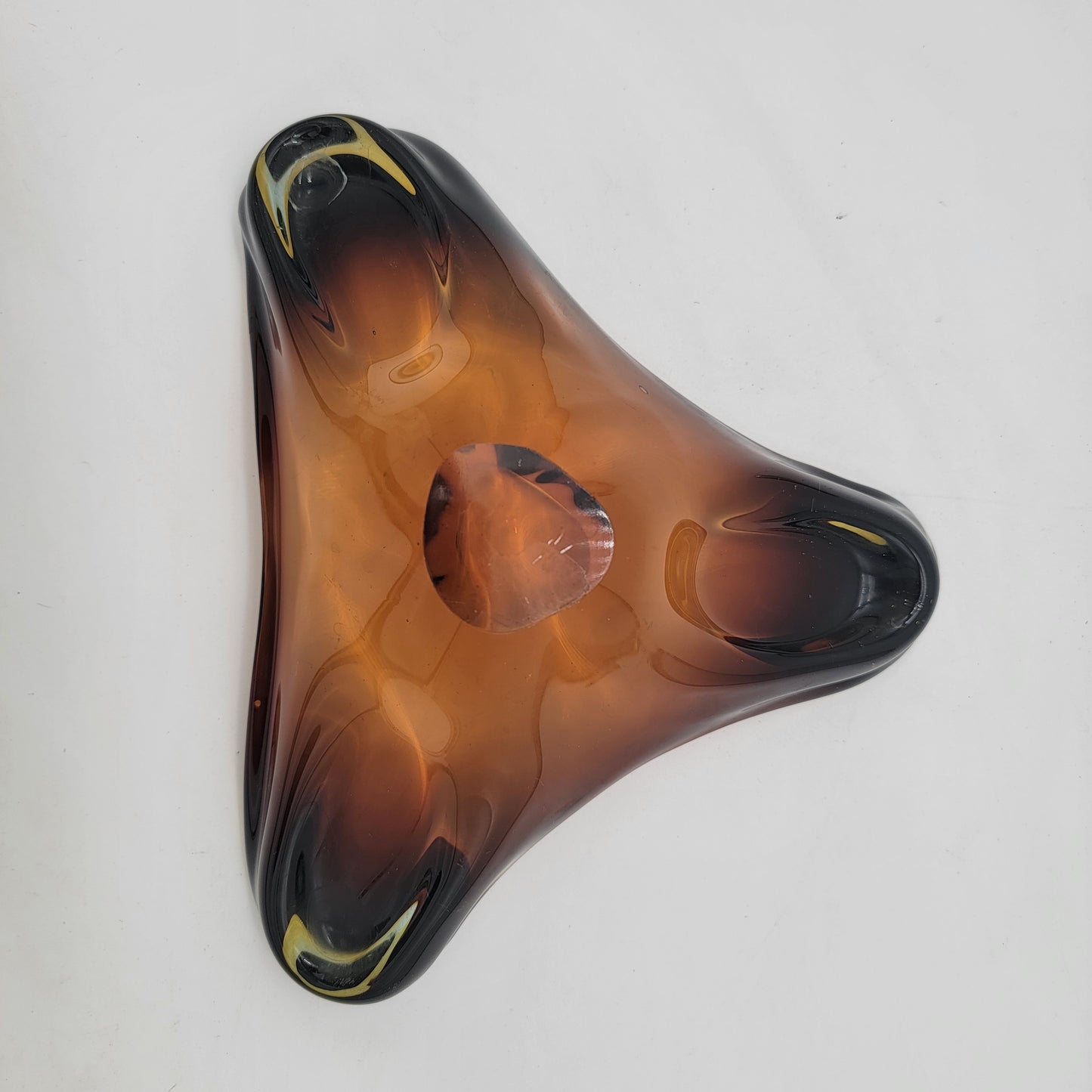 Mid Century Murano Amber Boomerang Bowl