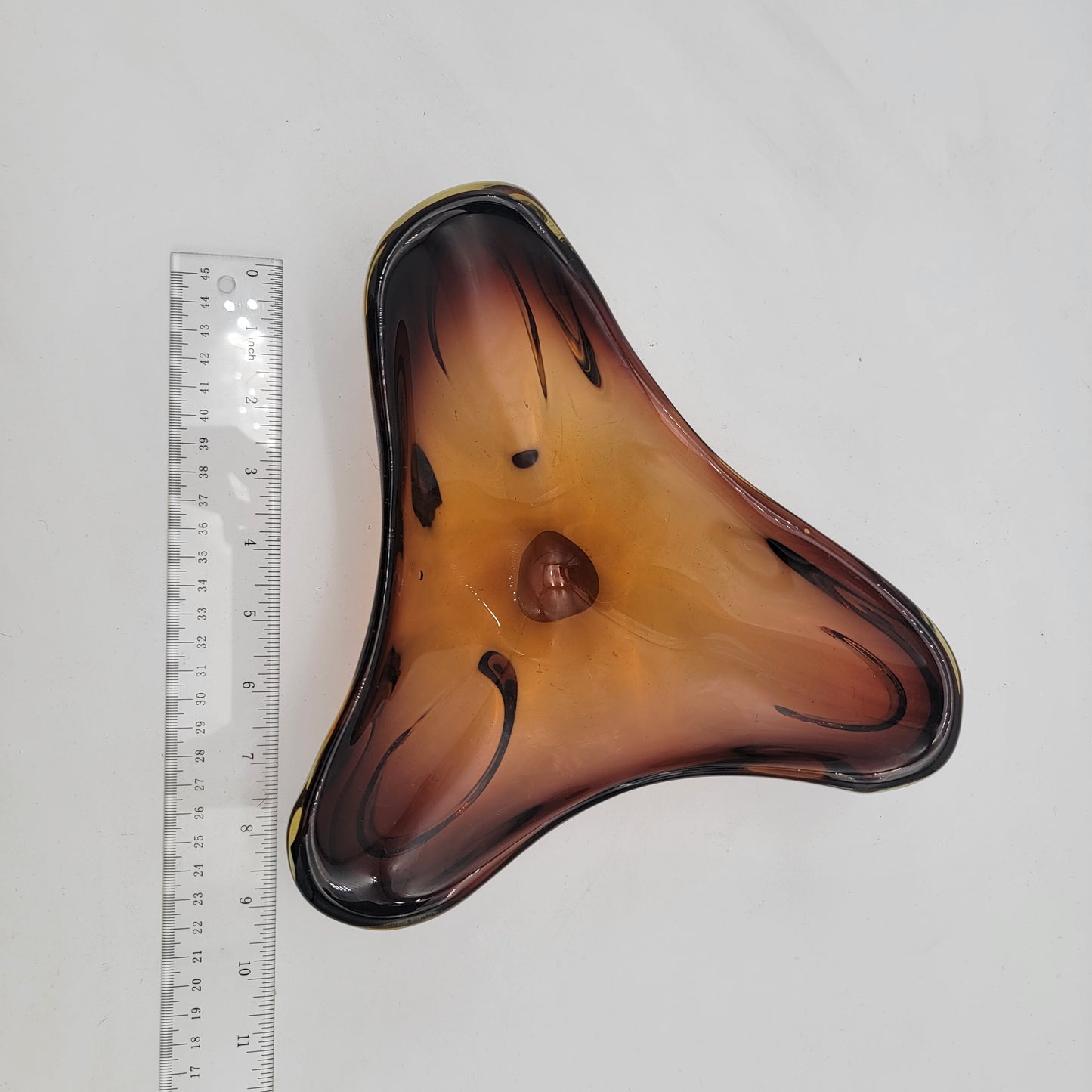 Mid Century Murano Amber Boomerang Bowl