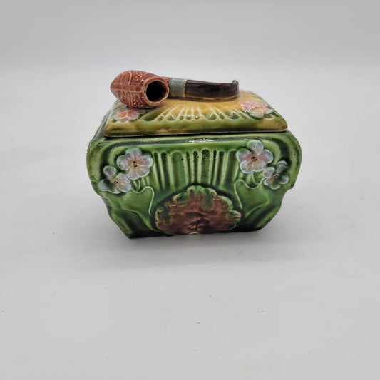 Antique Majolica Pipe Box Humidor