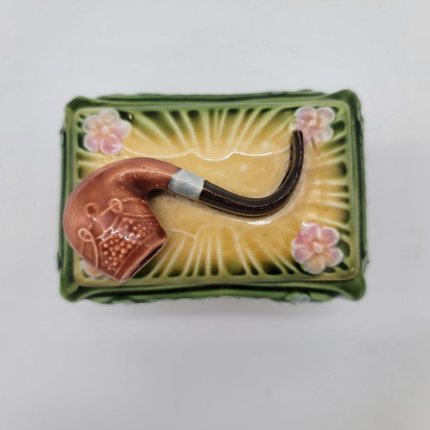 Antique Majolica Pipe Box Humidor