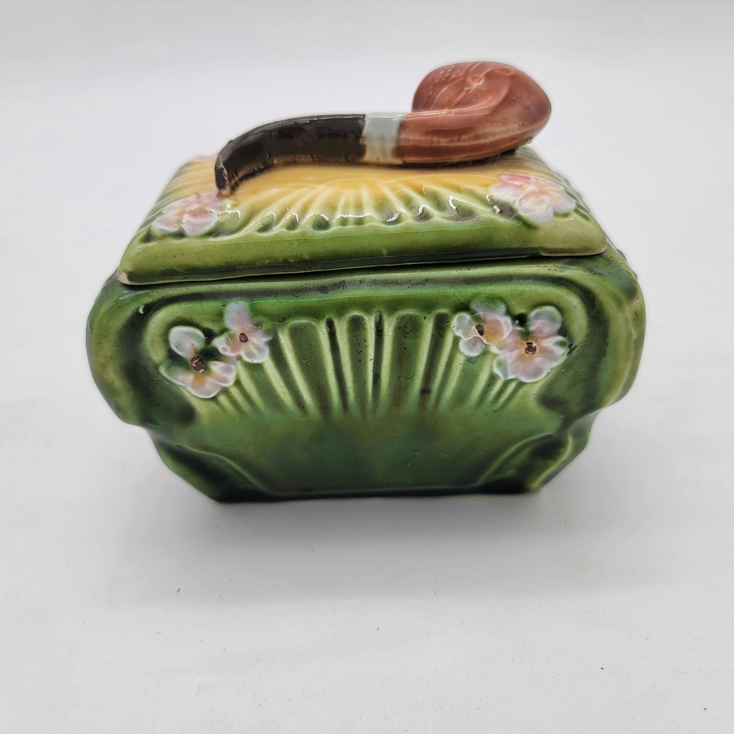 Antique Majolica Pipe Box Humidor