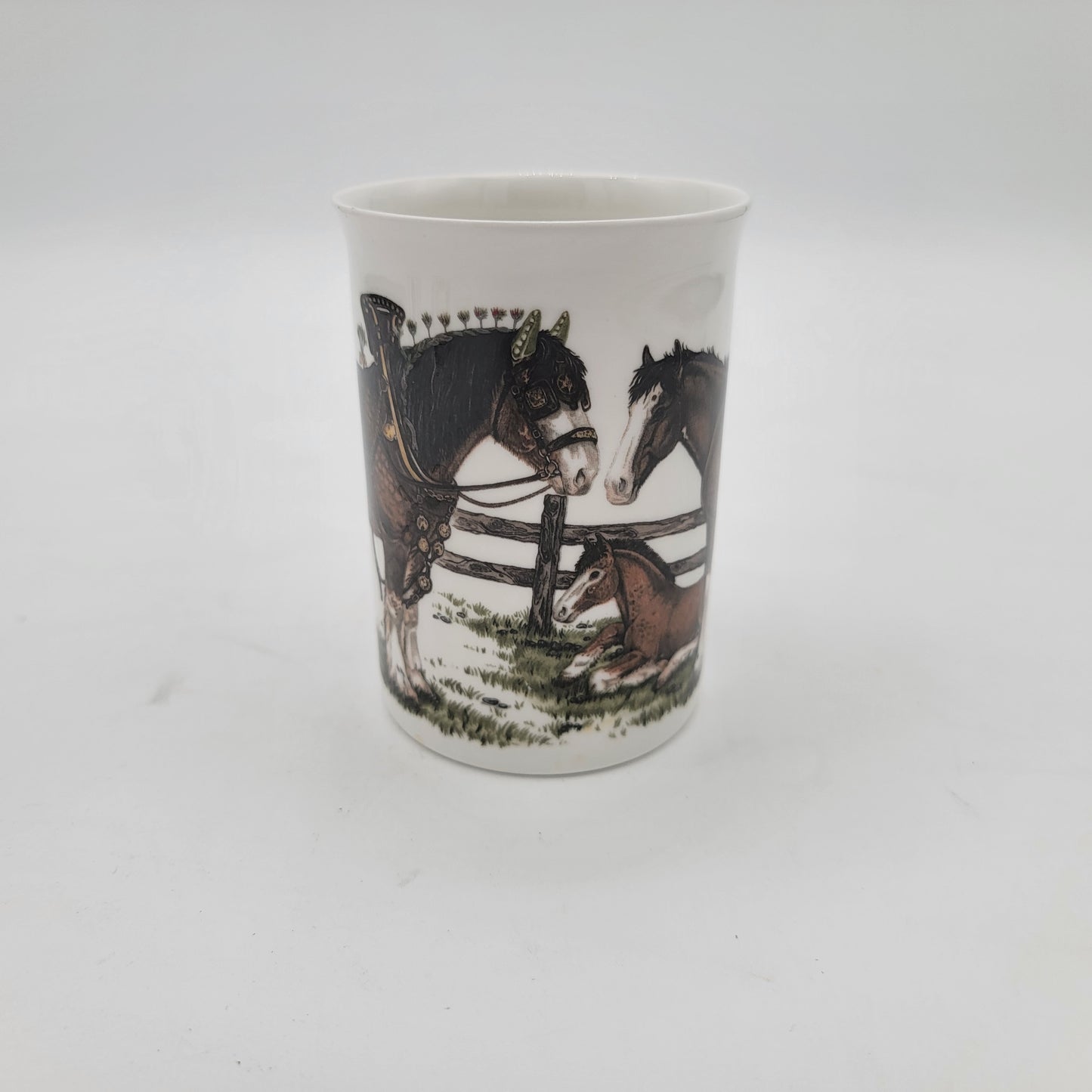 Roy Kirkham Shire Horses Mug Family by Fence