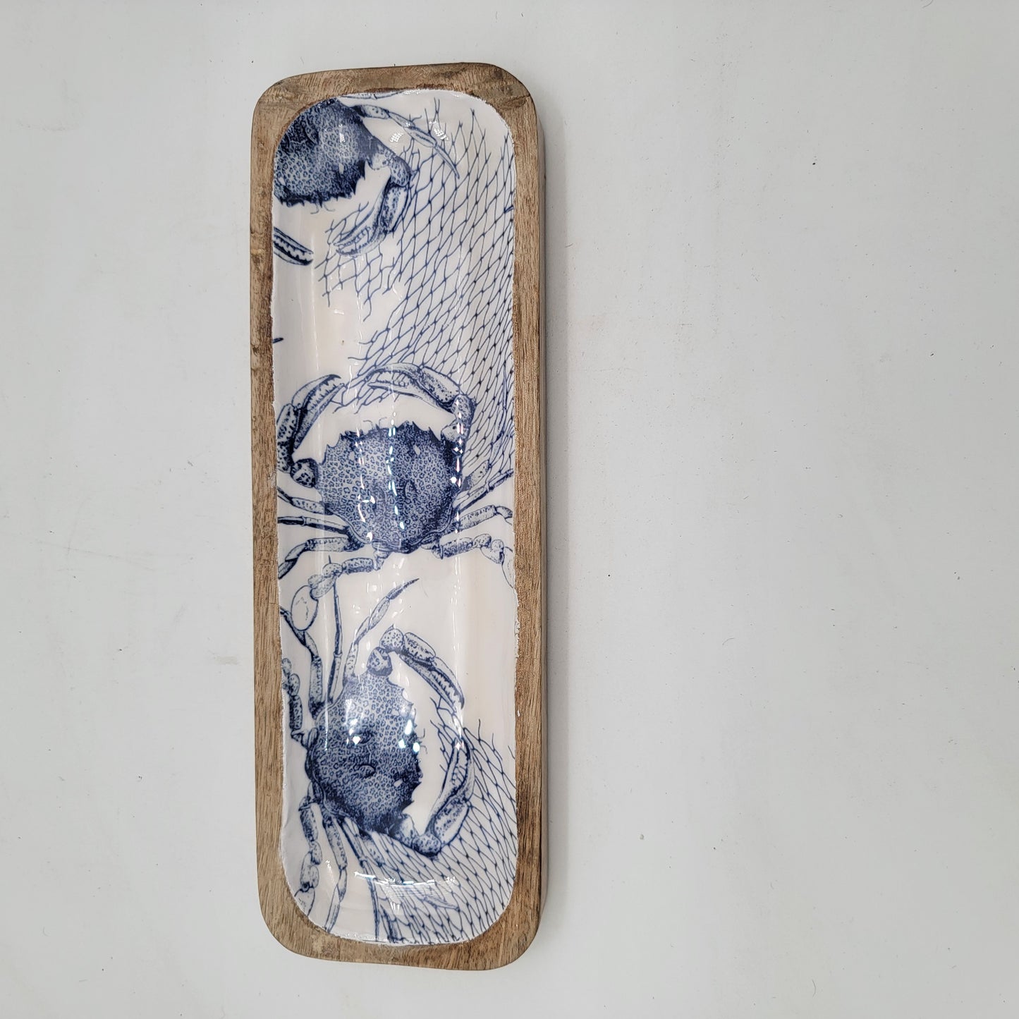 Blue Crabs Rectangular Wood Dish