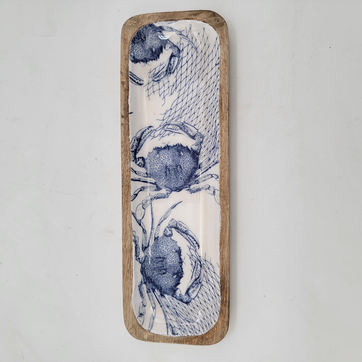 Blue Crabs Rectangular Wood Dish