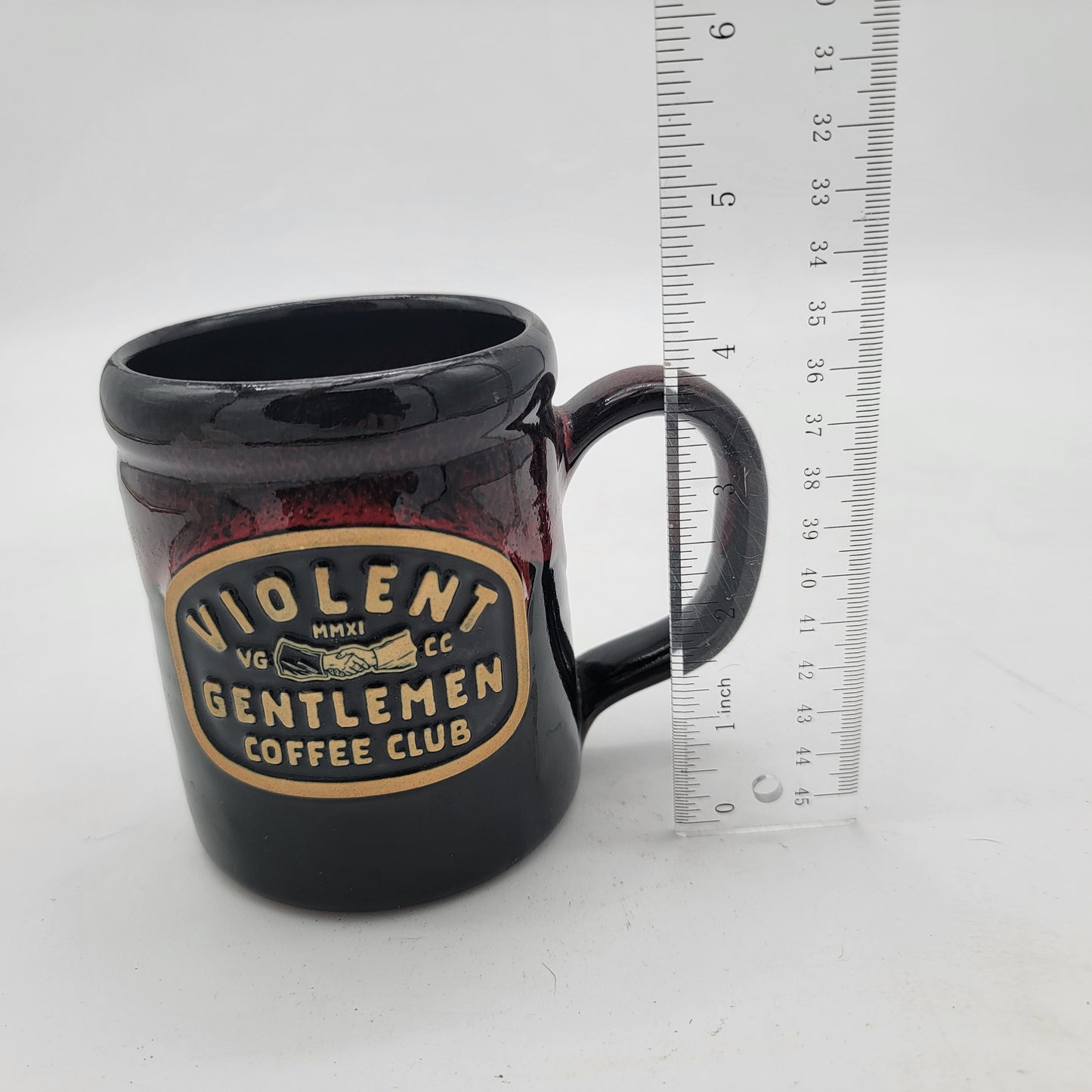 Deneen Pottery Violent Gentlemen Coffee Club Mug Larger Logo