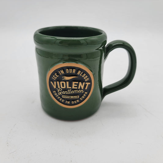 Deneen Pottery Violent Gentlemen Coffee Club Mug Green